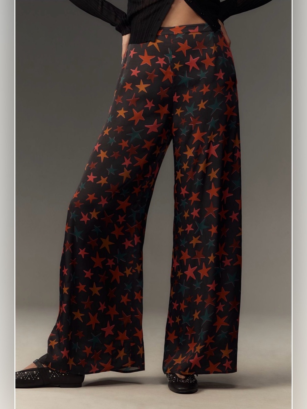 Farm Rio Anthropologie Star Print Wide Leg Pants Small
